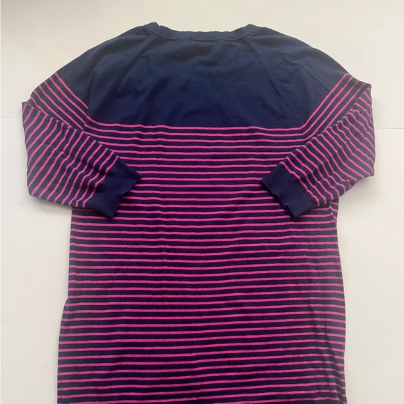 Uniqlo Dress Large L 3/4 Sleeve Striped Blue Navy - Picture 2 of 10